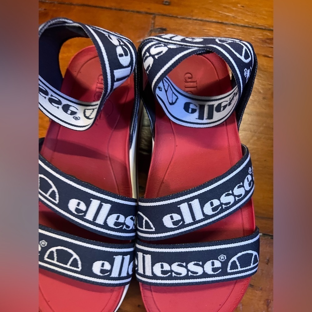 Ellesse 5 women’s elina text platform sandal blue red white elastic straps - Picture 9 of 9